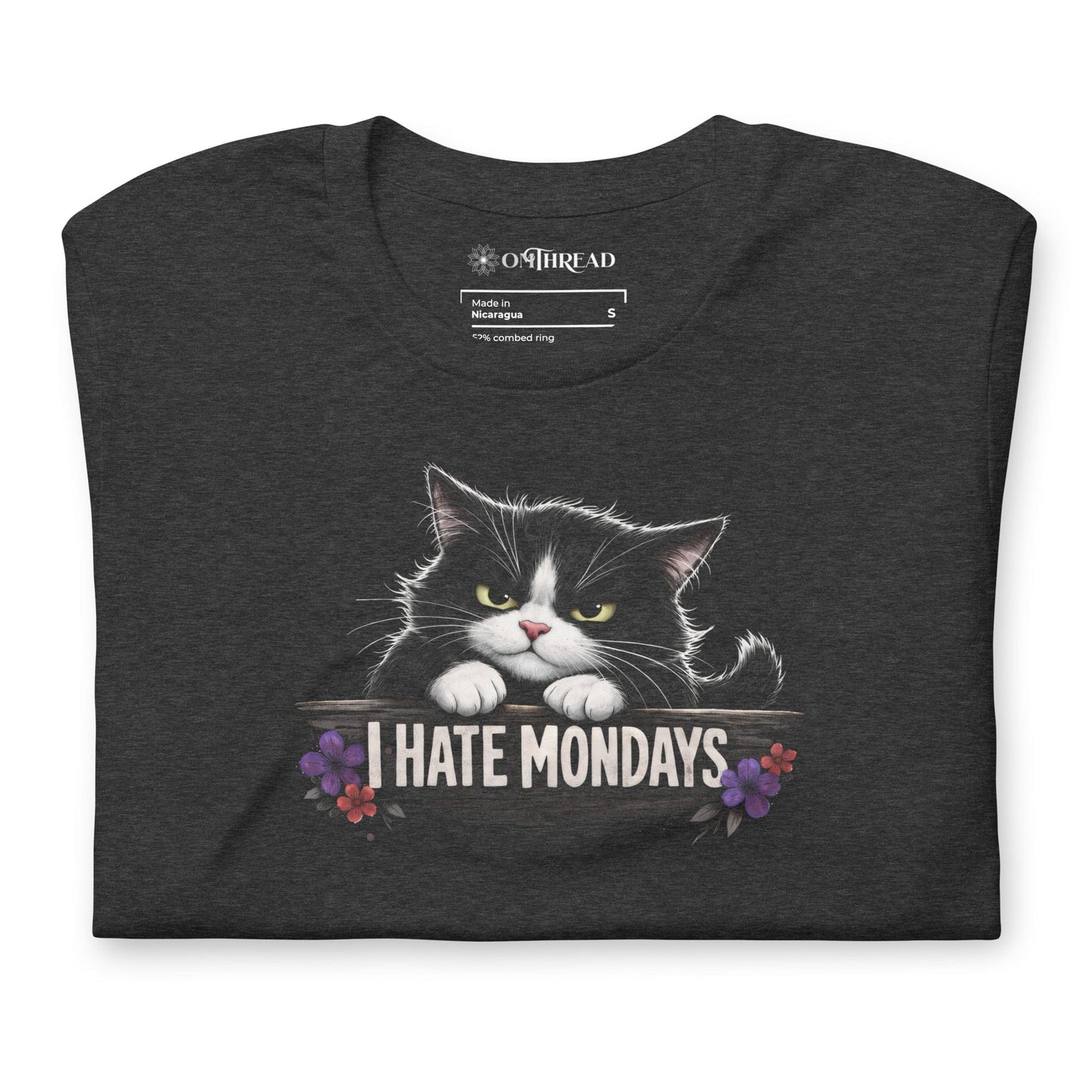 OMTHREAD I Hate Mondays Grumpy Tuxedo Cat Shirt