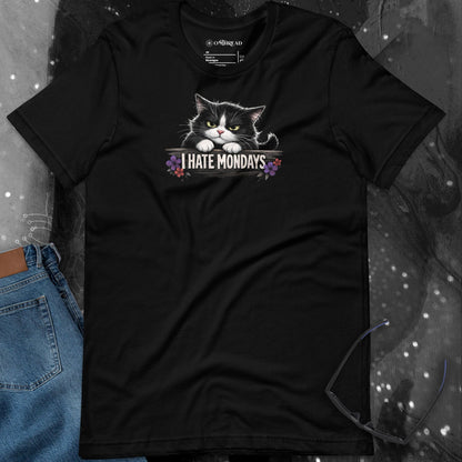 OMTHREAD I Hate Mondays Grumpy Tuxedo Cat Shirt