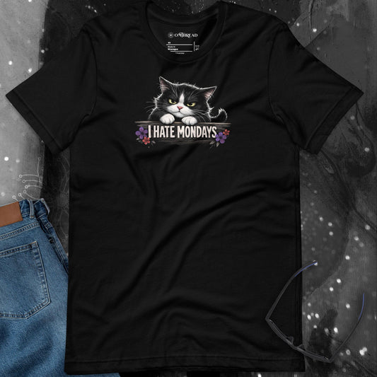 OMTHREAD I Hate Mondays Grumpy Tuxedo Cat Shirt