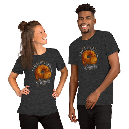 OMTHREAD I Love Cats, Bagels and No Meetings Cat T-Shirt