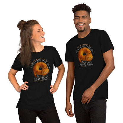 OMTHREAD I Love Cats, Bagels and No Meetings Cat T-Shirt