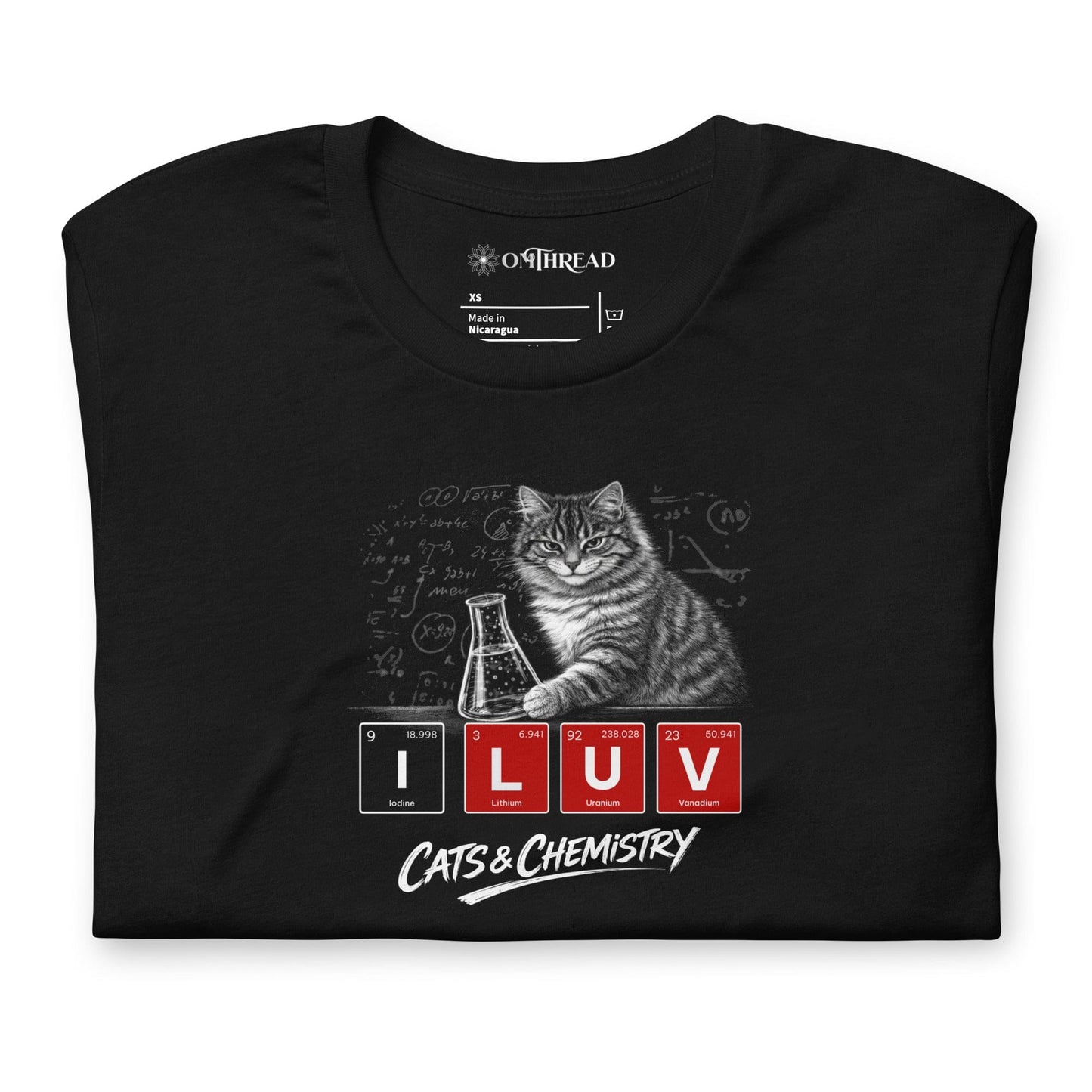 OMTHREAD I LUV Cats and Chemistry Shirt Periodic Table Graphic