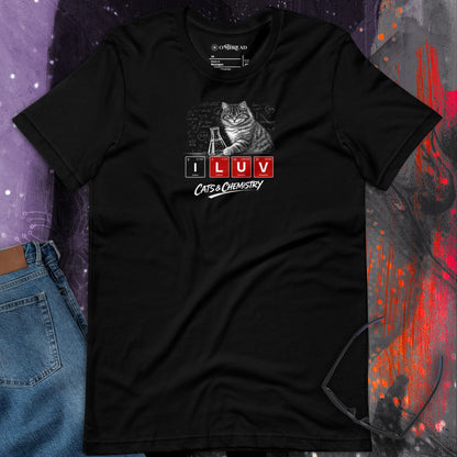 OMTHREAD I LUV Cats and Chemistry Shirt Periodic Table Graphic