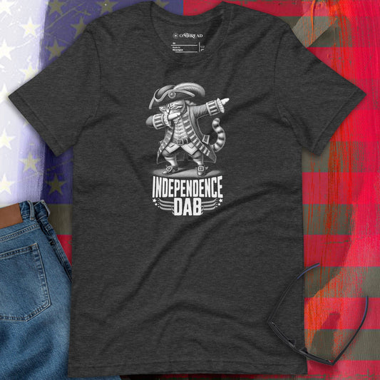 OMTHREAD Independence Dab Cat T-Shirt for Fourth of July and Patriots