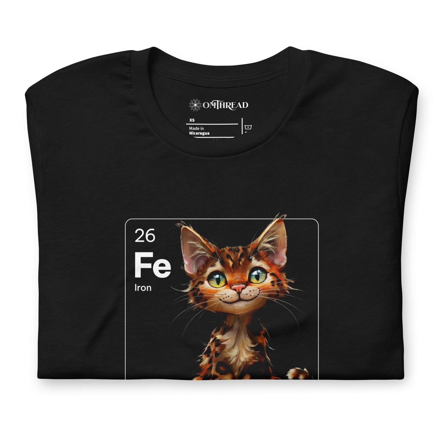 OMTHREAD Iron Element Bengal Cat Tee | Fe Chemistry Shirt | Unique Science Cat Lover Gift