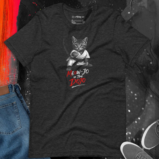 OMTHREAD Karate Cat Shirt Meow-Jo in the Dojo Funny Martial Arts Tee