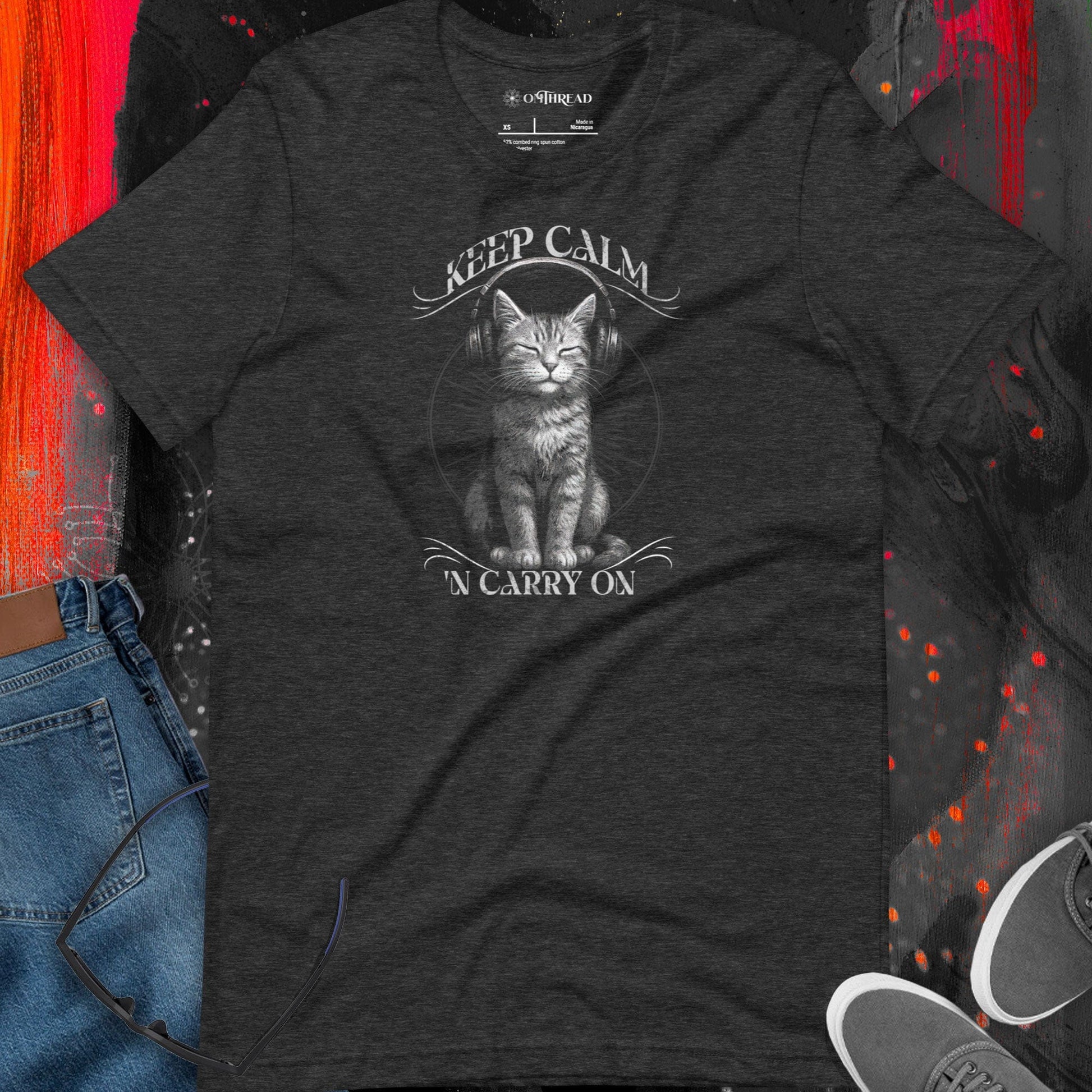 OMTHREAD Keep Calm 'N Carry On Zen Cat Lover Shirt