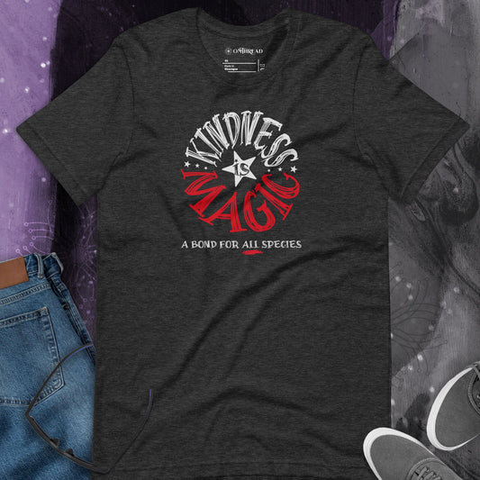 OMTHREAD Kindness Is Magic, A Bond for All Species Retro T-Shirt, Positive Vibes Tee, Groovy Graphic Shirt