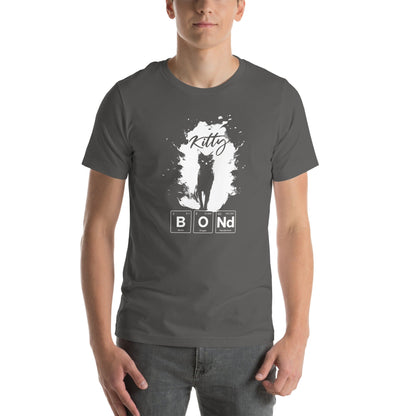 OMTHREAD Kitty Bond 007 Science T-Shirt | James Bond Cat Periodic Table Design Tee for Cat Lovers