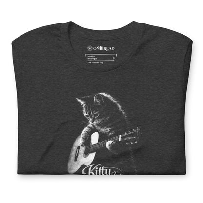 OMTHREAD Kitty Got the Blues Cat Guitar Graphic T Shirt for Music Lovers
