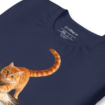 OMTHREAD navy blue T-Shirt Knead Like a Pro Cat Orange Tabby Making Biscuits Baker Gift