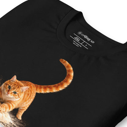 OMTHREAD Black T-Shirt Knead Like a Pro Cat Orange Tabby Making Biscuits Baker Gift