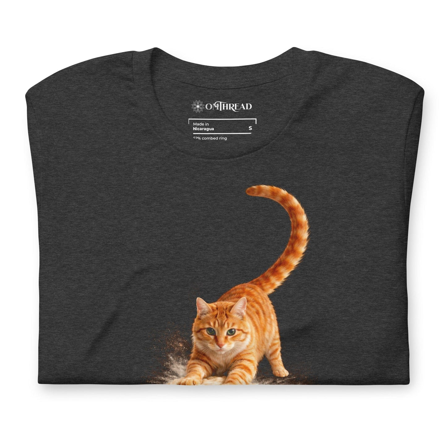 OMTHREAD Dark Gray T-Shirt Knead Like a Pro Cat Orange Tabby Making Biscuits Baker Gift