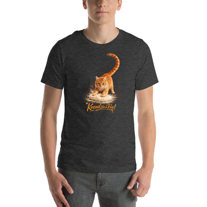 OMTHREAD Dark Gray T-Shirt Knead Like a Pro Cat Orange Tabby Making Biscuits Baker Gift