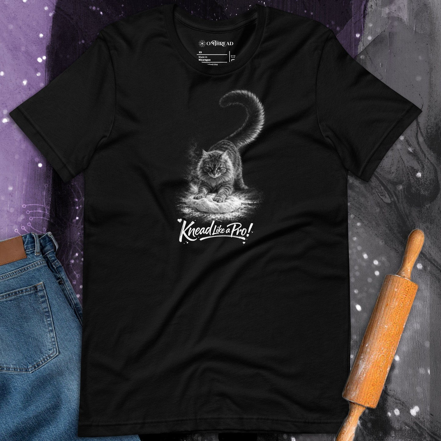OMTHREAD Knead Like a Pro – Funny Cat Kneading Baking T-Shirt