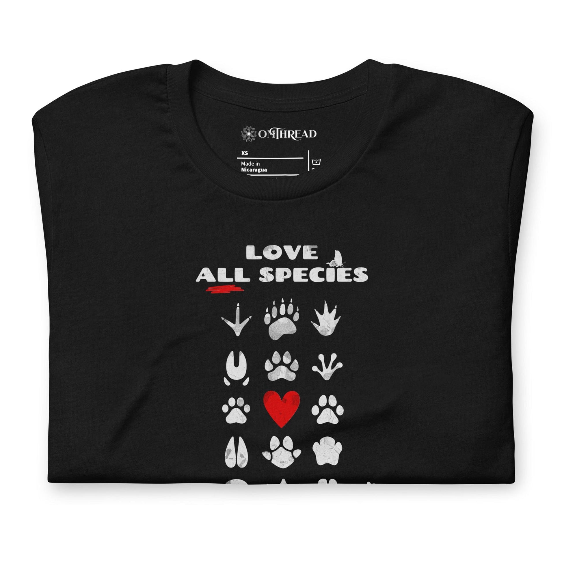 OMTHREAD Love All Species Choose Coexistence T-Shirt Animal Footprint Nature Conservation Tee