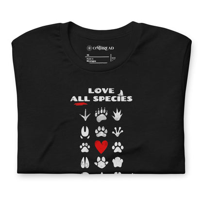 OMTHREAD Love All Species Choose Coexistence T-Shirt Animal Footprint Nature Conservation Tee