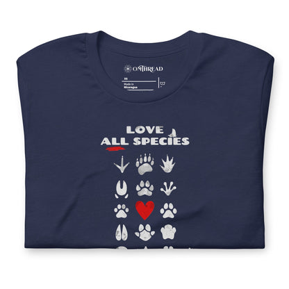 OMTHREAD Love All Species Choose Coexistence T-Shirt Animal Footprint Nature Conservation Tee