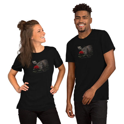 OMTHREAD Love All Species Pallas Cat T-Shirt Wildcat with Red Rose