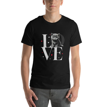 OMTHREAD Love Cat T-Shirt | Adorable Kitten Graphic Tee for Cat Lovers