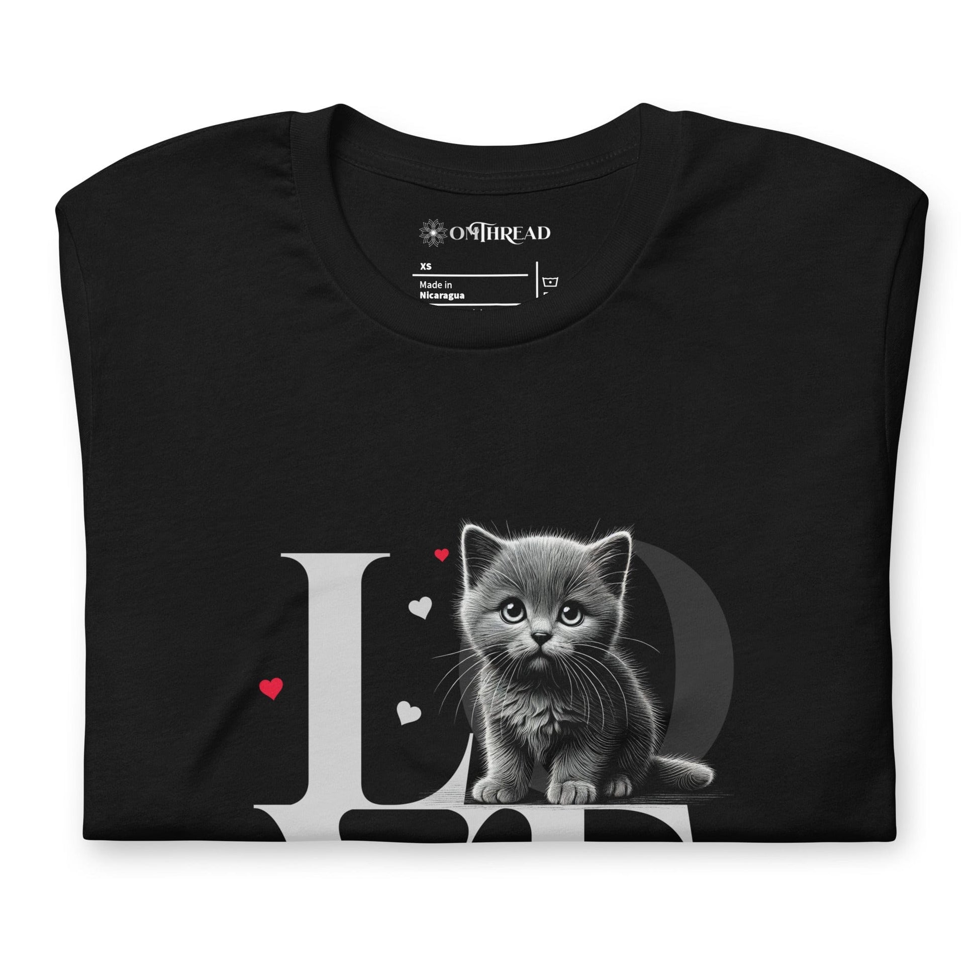 OMTHREAD Love Cat T-Shirt | Adorable Kitten Graphic Tee for Cat Lovers