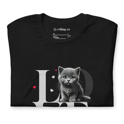 OMTHREAD Love Cat T-Shirt | Adorable Kitten Graphic Tee for Cat Lovers