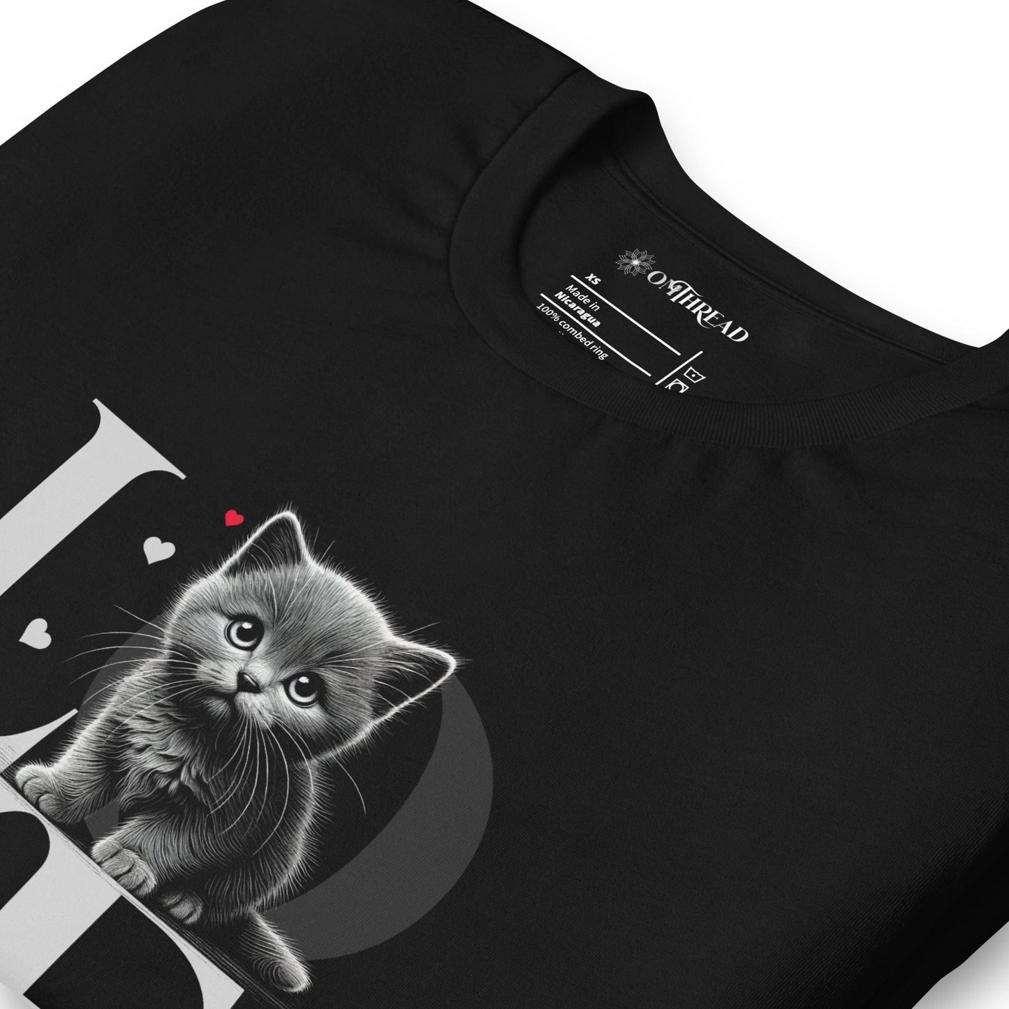 OMTHREAD Love Cat T-Shirt | Adorable Kitten Graphic Tee for Cat Lovers