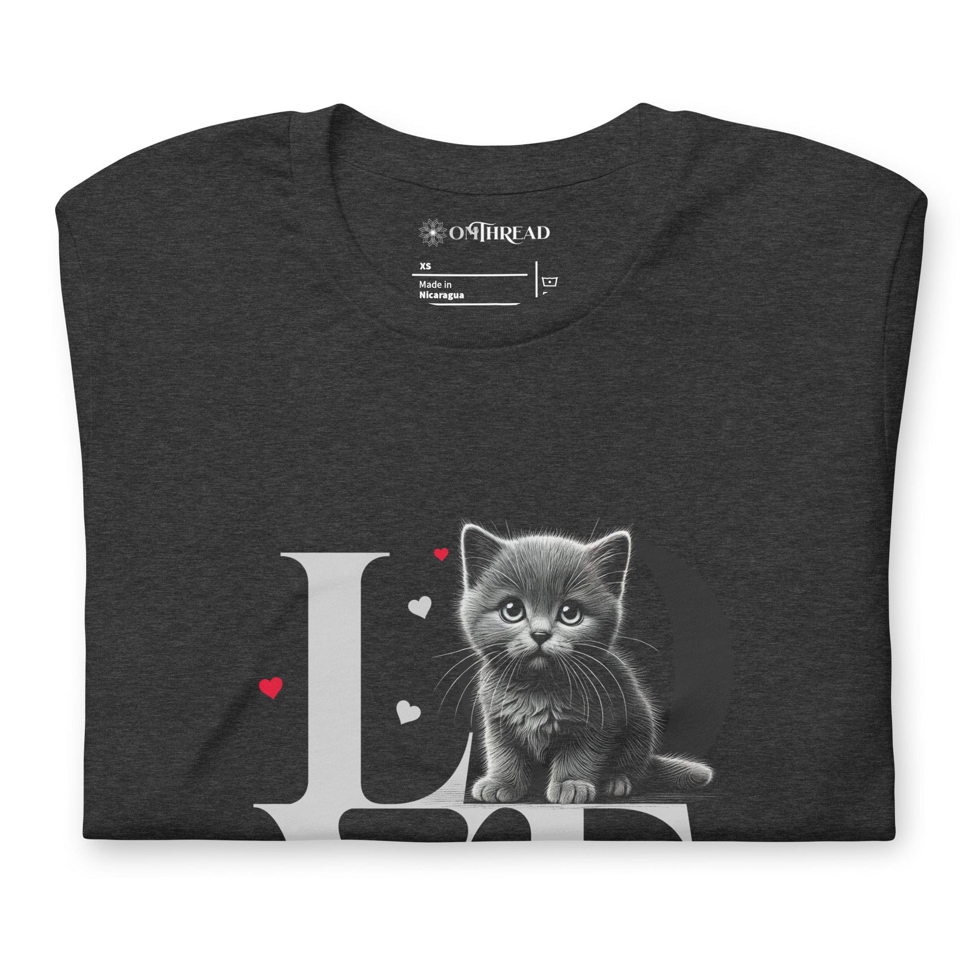 OMTHREAD Love Cat T-Shirt | Adorable Kitten Graphic Tee for Cat Lovers