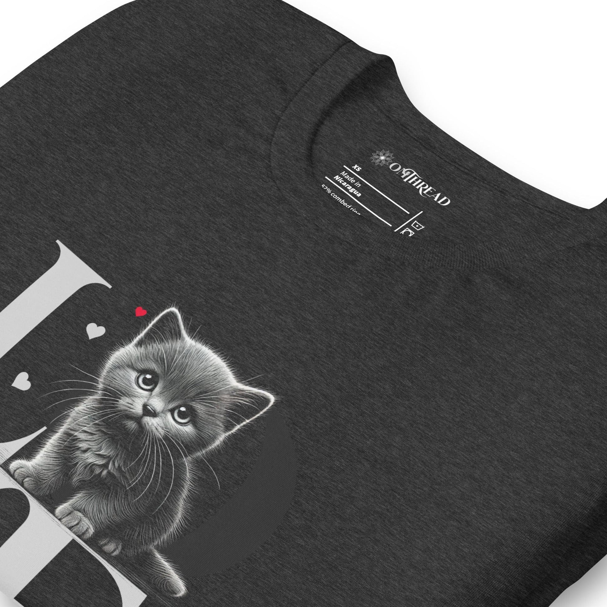 OMTHREAD Love Cat T-Shirt | Adorable Kitten Graphic Tee for Cat Lovers