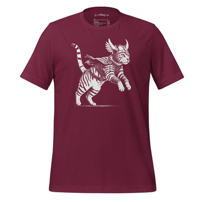 OMTHREAD Maroon / XS Feline Fury: Leap of the Fearless Warrior Kitty Tee