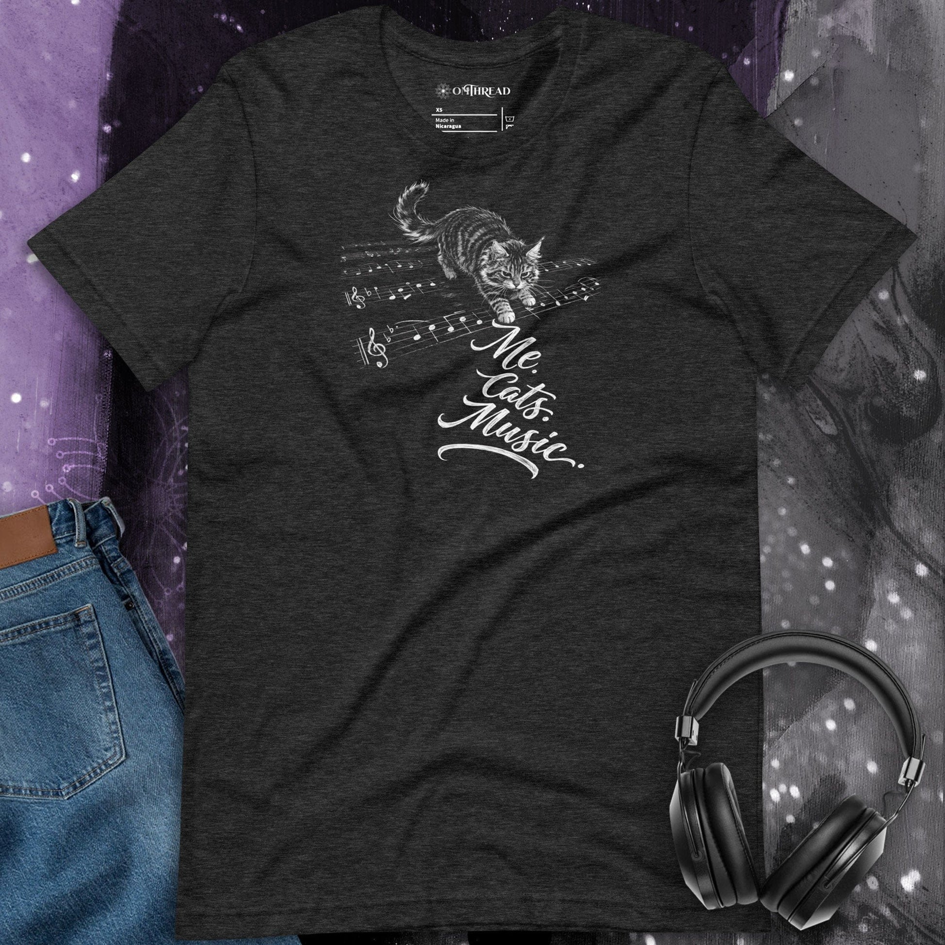 OMTHREAD Me Cats Music Shirt Cat Lover Music Lover Graphic Tee