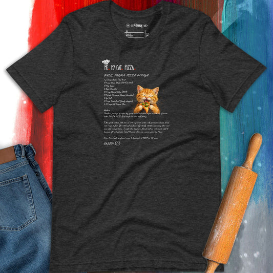OMTHREAD Me My Cat Real Pizza Recipe Shirt Funny Orange Cat Tee Gift for Chefs and Pizza Lovers