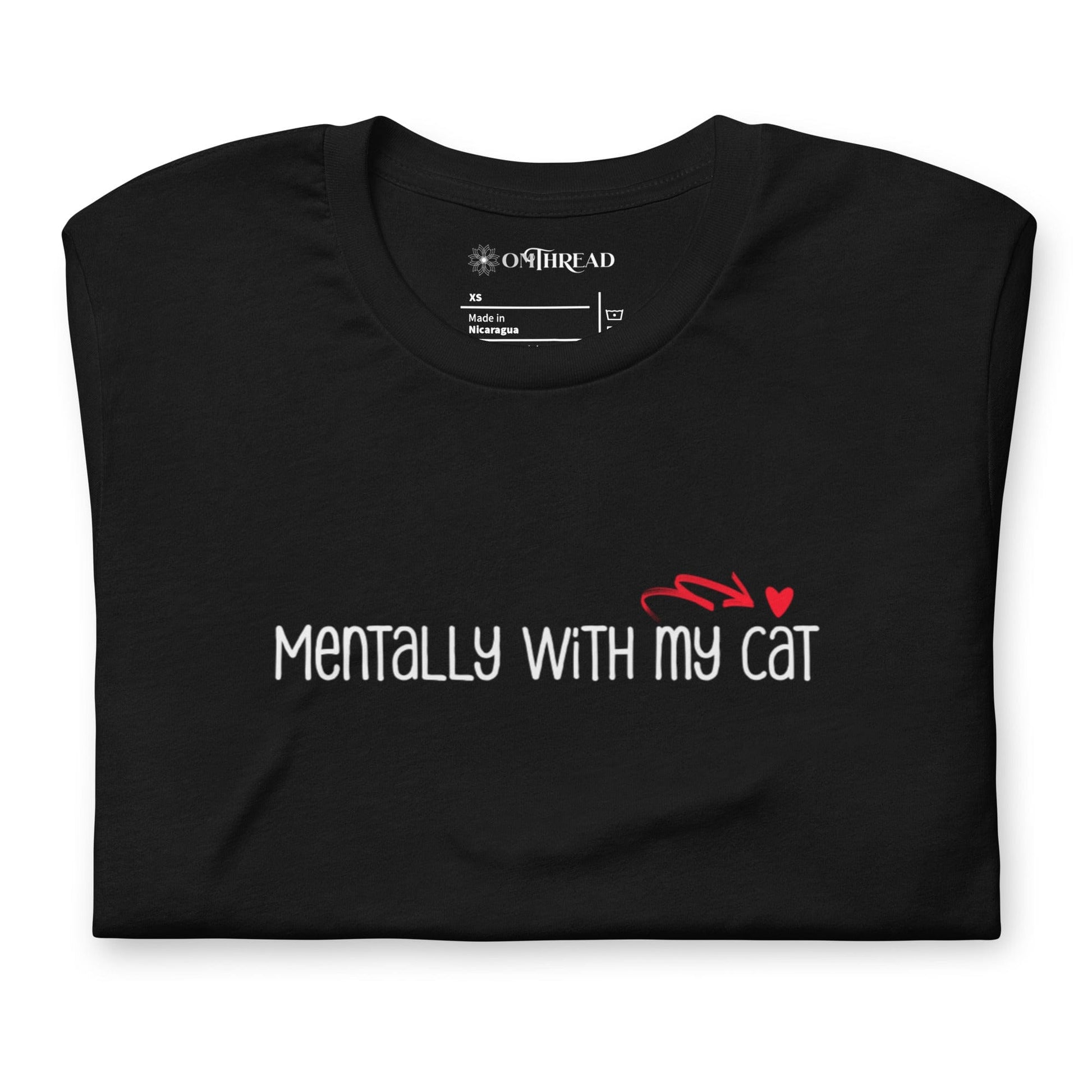 OMTHREAD Mentally With My Cat T-Shirt | Funny Cat Lover Graphic Tee