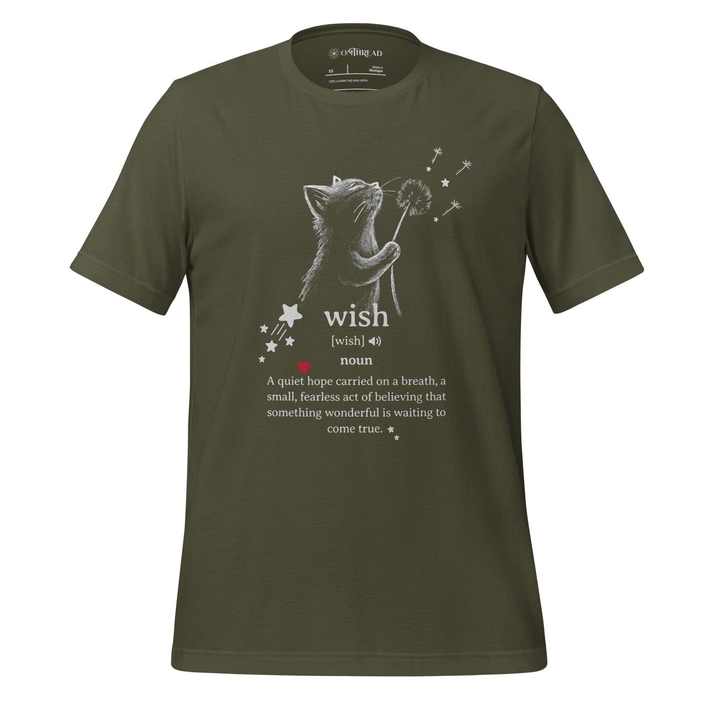 OMTHREAD Military Green / XS Wish Cat Definition T-Shirt, Inspirational Cat Shirt, Cute Gift for Cat Lovers