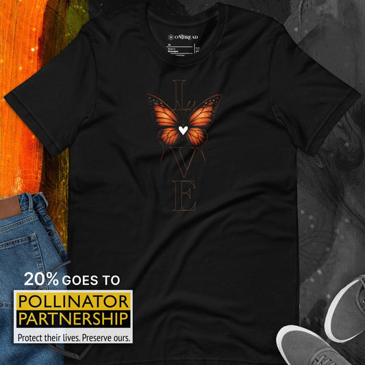OMTHREAD Minimalist Love Monarch Butterfly Conservation Shirt