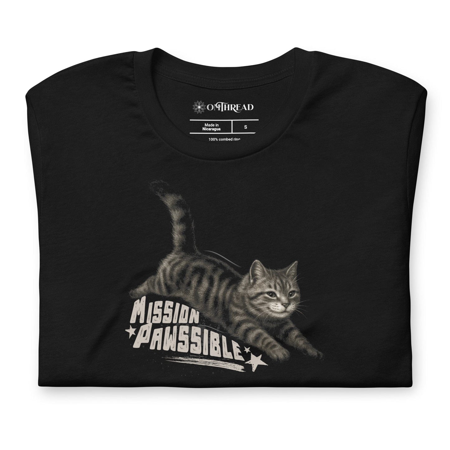 OMTHREAD Mission Pawsible Funny Cat T-Shirt Stealth Kitten Action