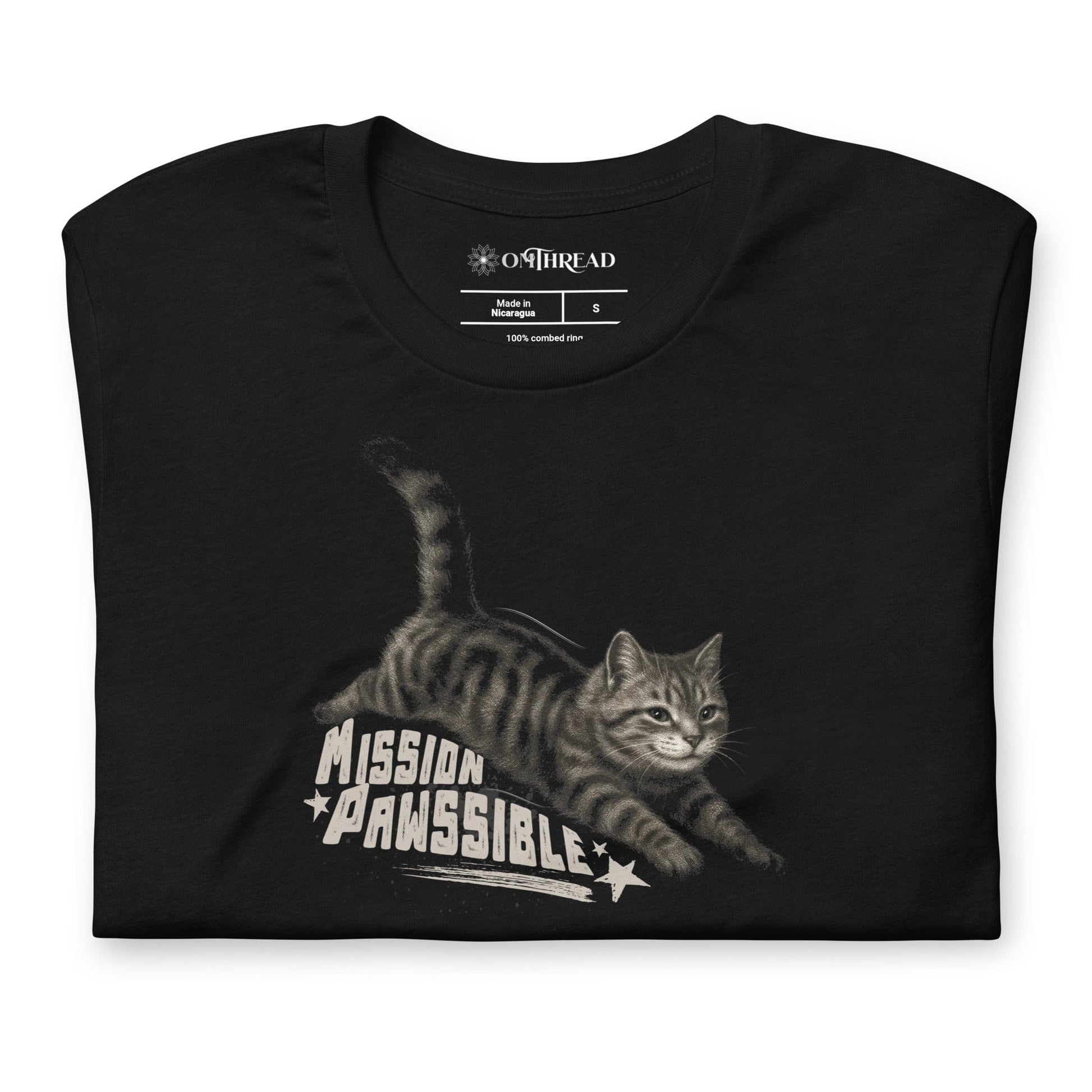 OMTHREAD Mission Pawsible Funny Cat T-Shirt Stealth Kitten Action