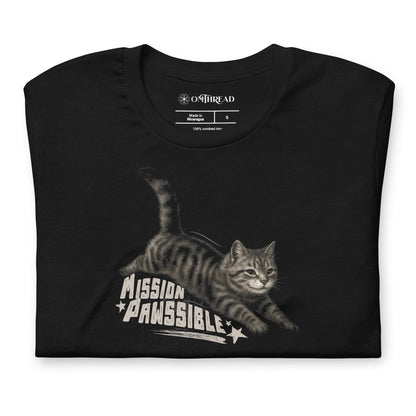 OMTHREAD Mission Pawsible Funny Cat T-Shirt Stealth Kitten Action