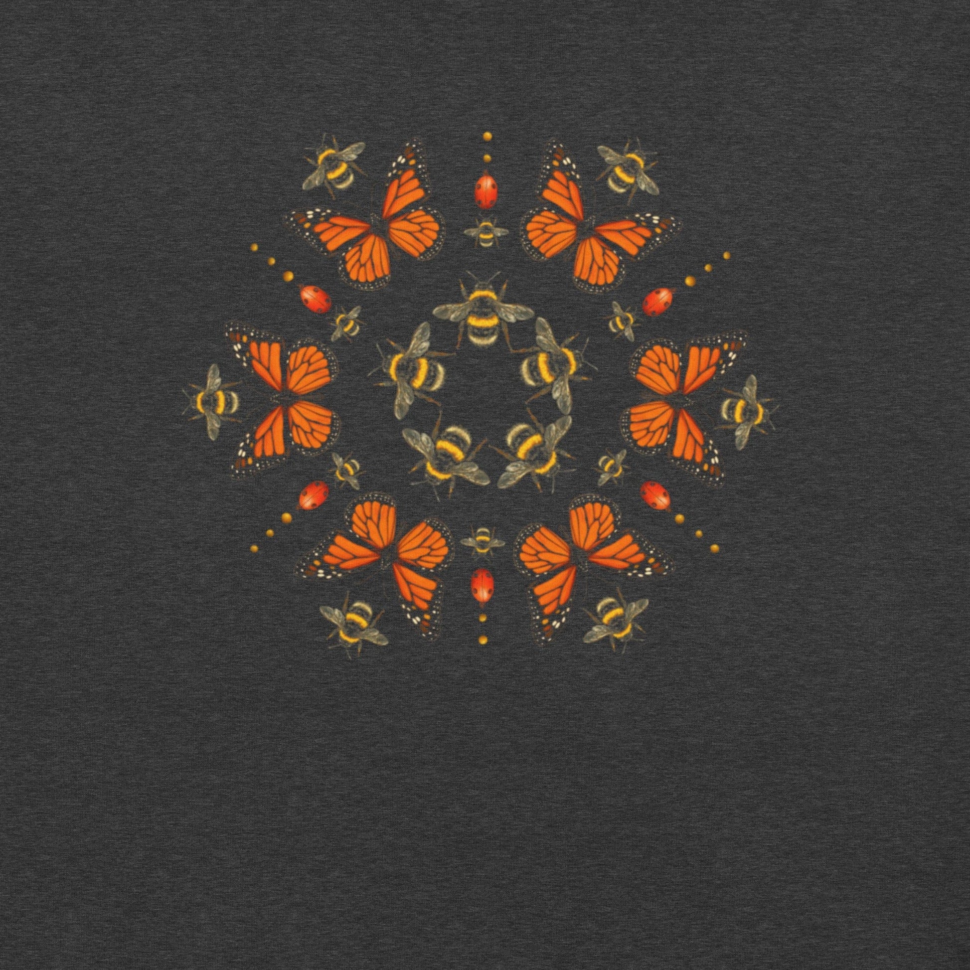 OMTHREAD Monarch Butterfly Bee Mandala Shirt Nature Inspired Graphic Tee