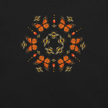 OMTHREAD Monarch Butterfly Bee Mandala Shirt Nature Inspired Graphic Tee