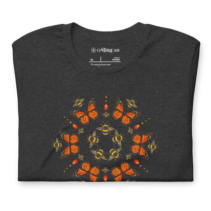 OMTHREAD Monarch Butterfly Bee Mandala Shirt Nature Inspired Graphic Tee