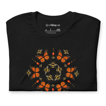 OMTHREAD Monarch Butterfly Bee Mandala Shirt Nature Inspired Graphic Tee