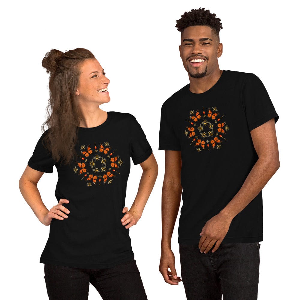 OMTHREAD Monarch Butterfly Bee Mandala Shirt Nature Inspired Graphic Tee