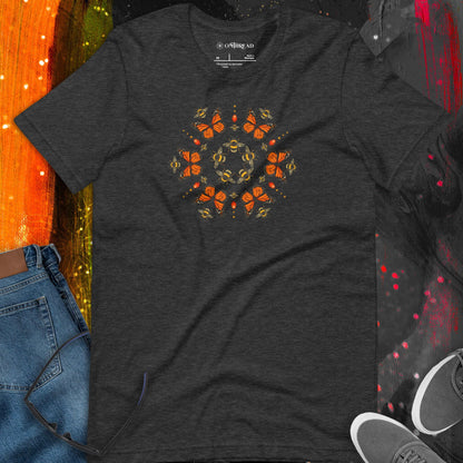 OMTHREAD Monarch Butterfly Bee Mandala Shirt Nature Inspired Graphic Tee