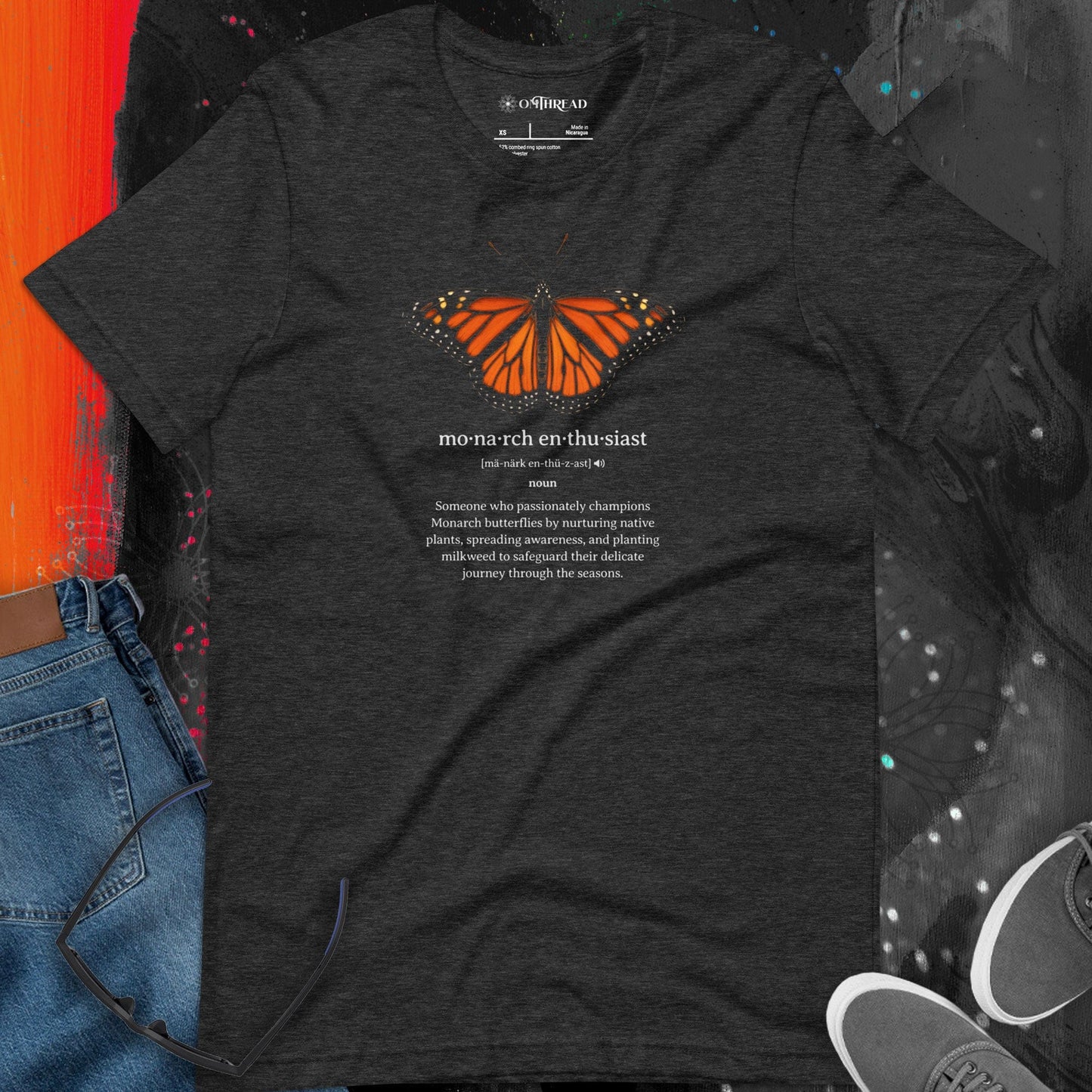 OMTHREAD Monarch Enthusiast Definition Shirt for Butterfly Conservation