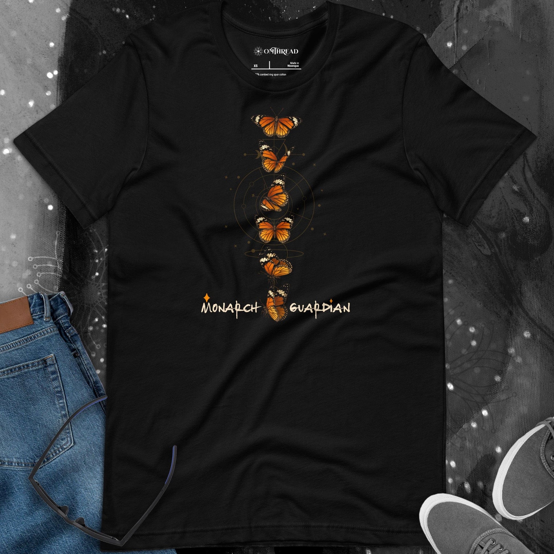 OMTHREAD Monarch Guardian Butterfly Shirt Celestial Conservation Tee