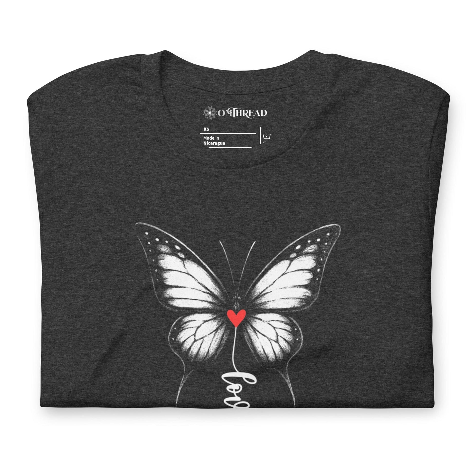 OMTHREAD Monarch Love Shirt Black and White with Red Heart