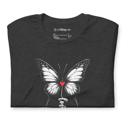 OMTHREAD Monarch Love Shirt Black and White with Red Heart