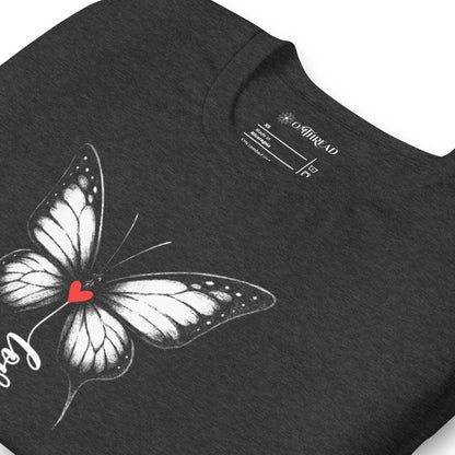 OMTHREAD Monarch Love Shirt Black and White with Red Heart