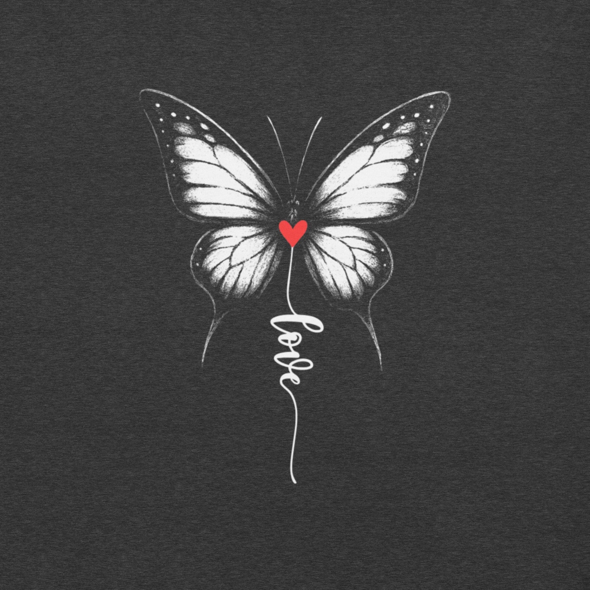 OMTHREAD Monarch Love Shirt Black and White with Red Heart